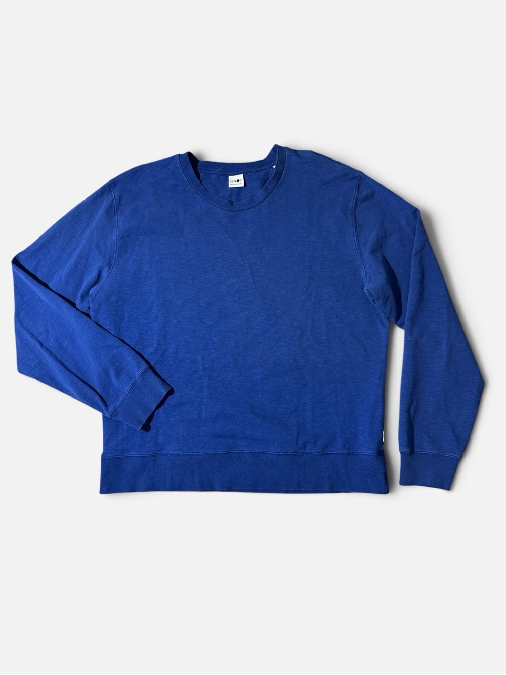 NN07 No Nationality mens XL blue solid barrow crewneck French Terry sweatshirt